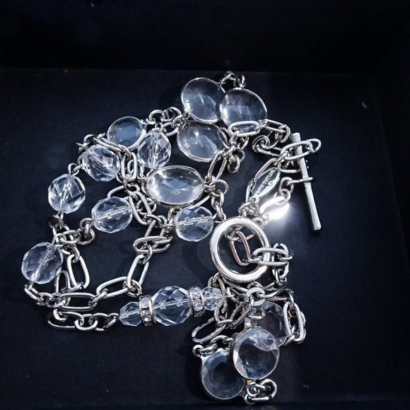 Ann Taylor Clear Stone Fireball Link Toggle Necklace  NWOT $59.50 - Picture 10 of 11